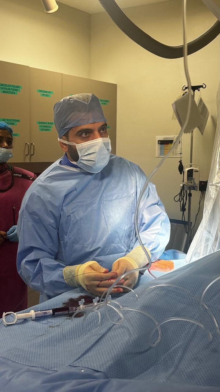 Dr Shady Habboush in the cath lab (With the team)