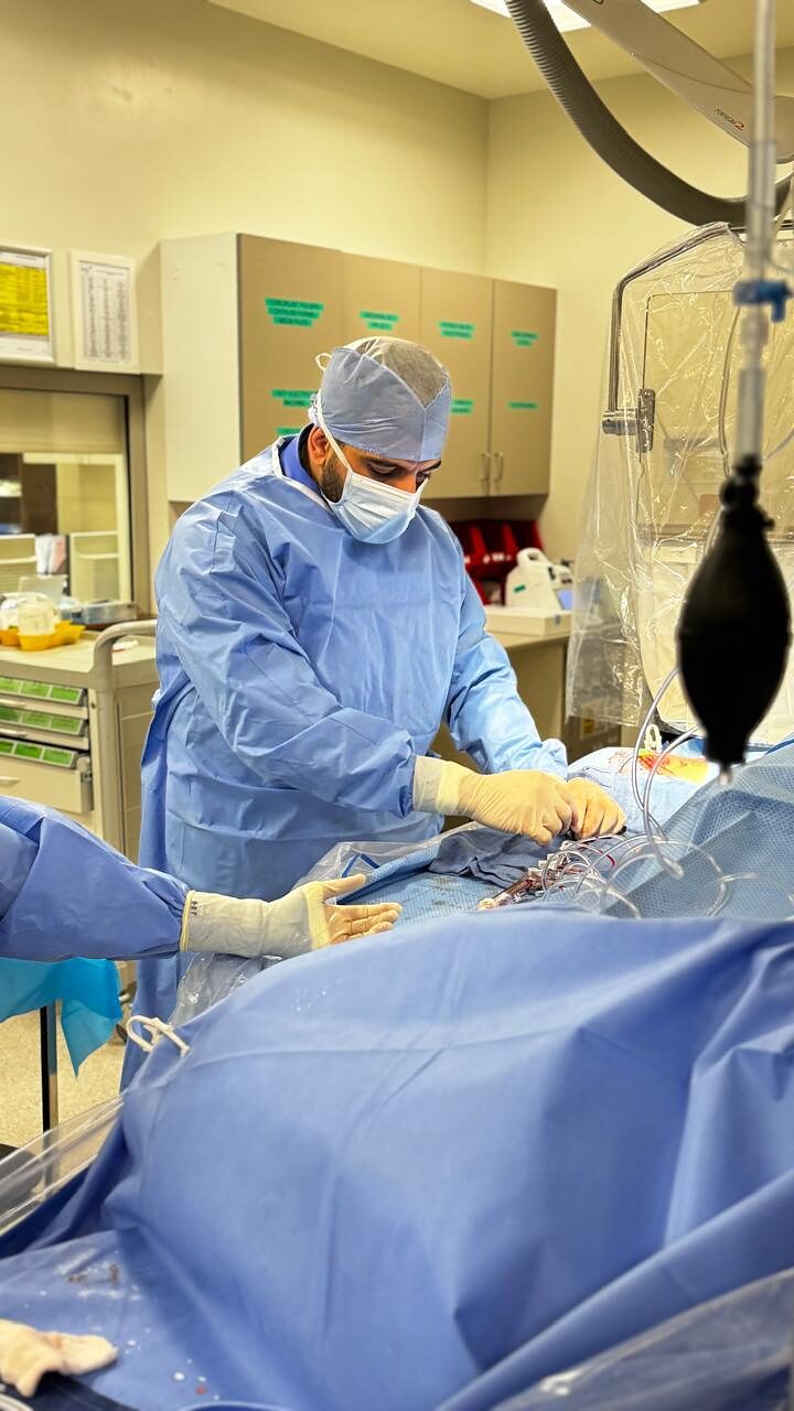 Dr Shady Habboush in the cath lab (Checking the details)