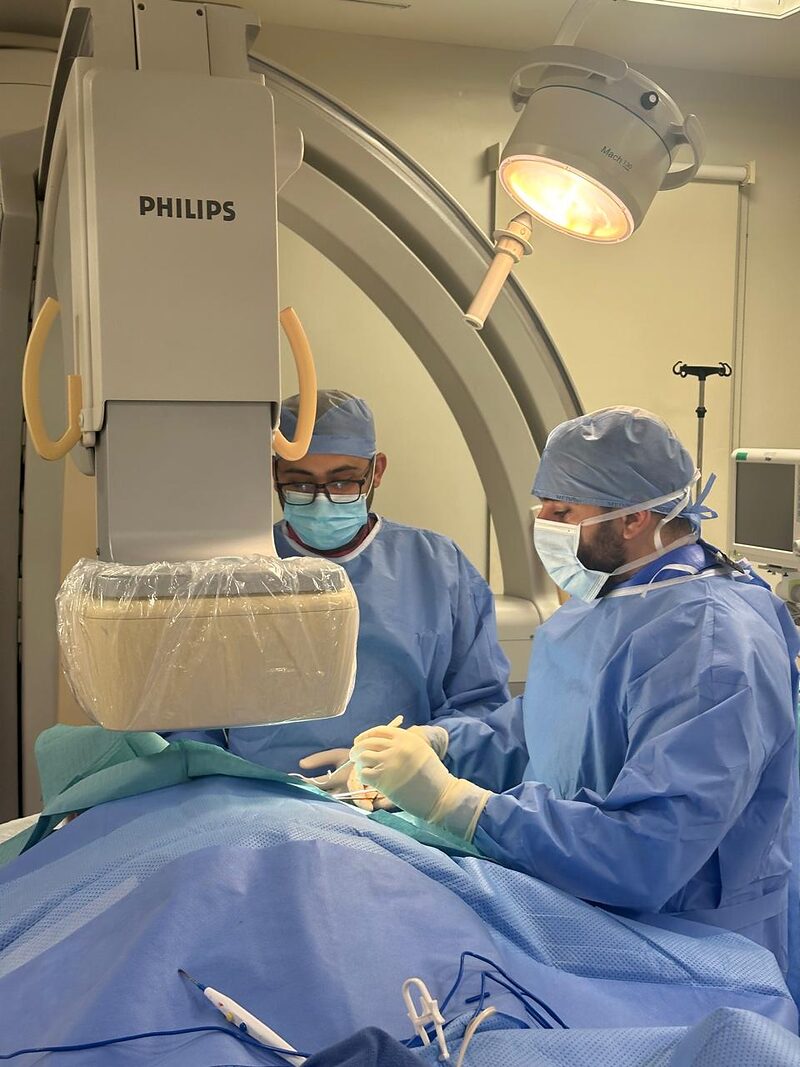 Dr Shady Habboush in the cath lab (Under the X-ray system)