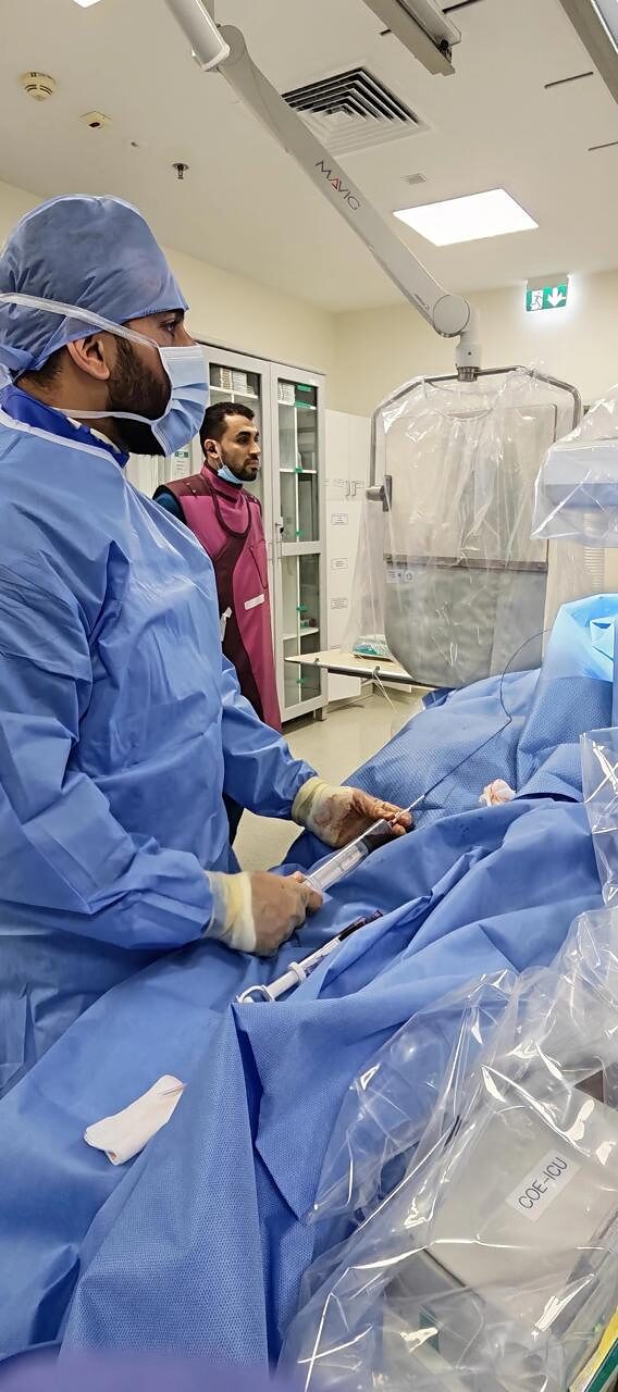 Dr Shady Habboush in the cath lab (Ready to begin)